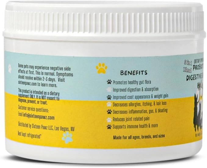 Probiotics, Prebiotics, & Digestive Enzymes for Dogs| Limited Ingredients| Digestive Support |Allergy Relief |Immune Support| Reduces Inflammation| Diarrhea & Gas Relief (150g), White