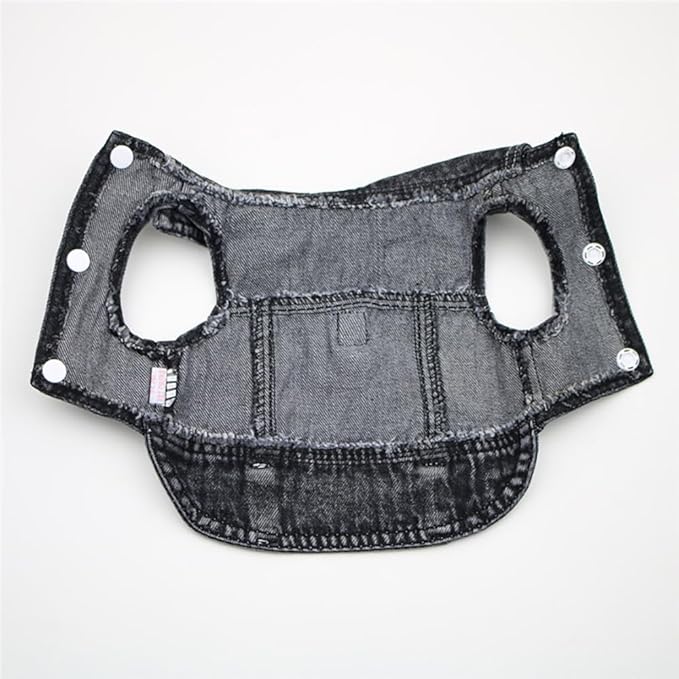 Puppy Clothes for Small Dogs Boy,Classic Western Denim Dog Coat,Dog Jeans Jacket with Leash D-Ring,Pet Cat Costumes,Cooling Harness Vest for Walking (Black, Small)