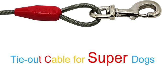 Petest 40ft Tie-Out Cable with Crimp Cover for Super Dogs Up to 250 Pounds