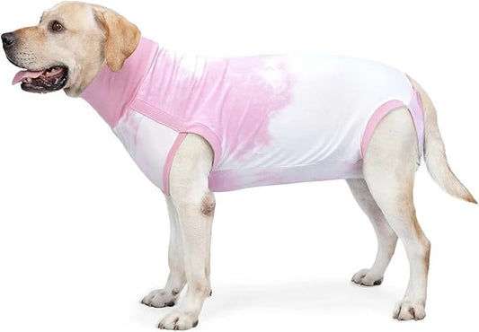 Recovery Suit for Dogs Male/Femalesurgery Tie Dye Dog Shedding Suitwound After Surgery Wear, Prevent Licking Wounds, E-Collar & Cone Alternatives M Pink2