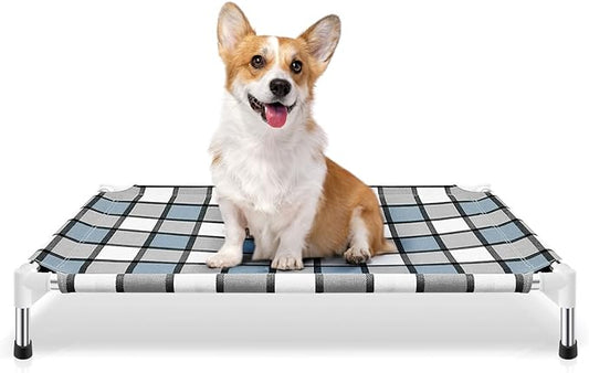 Elevated Outdoor Raised Dog Bed Outdoor Dogs Bed Lifted Pet Bed Dog Cot for Pet Taste Life, Start with A Pet Bed 26'' x 20'' x 6.5''