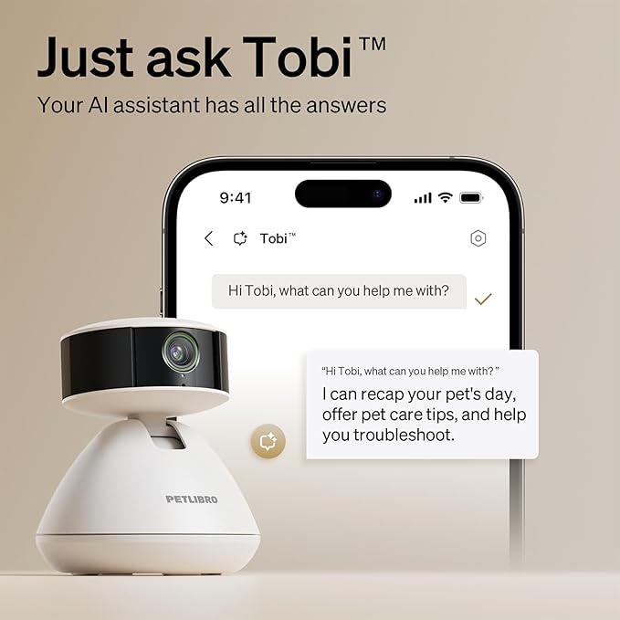 PETLIBRO AI Dog Camera Pet Camera Indoor with Phone App [Multi-Pet Recognition, Daily Activity Analysis & Smart Summaries] Cat Cam 360° View, 1080P Dog Cam Night Vision, 2-Way Audio WiFi Cam