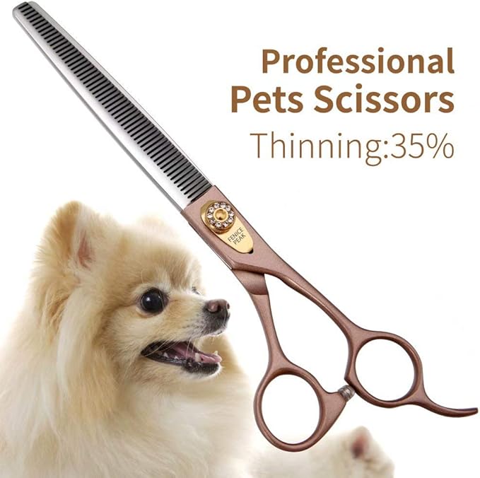 Fenice Peak Professional Thinning Scissors for Dog Cat 7/7.5'' Pet Grooming Scissors 440C Stainless Steel Thinning Shears for Dogs 50/56 Teeth