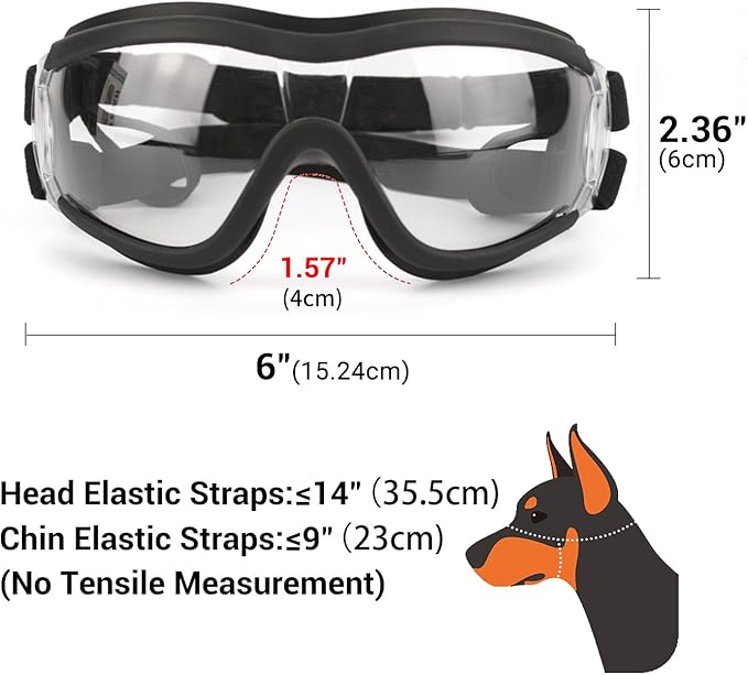 Pack of 2 Dog Goggles Dog Sunglasses for Medium to Large Breed Anti-UV Eye Protection with Adjustable Straps- Silver & Transparent