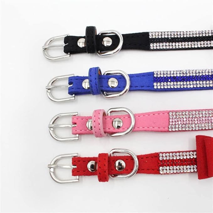 Rhinestone Dog Collar for Small Dogs, Bling Diamond Fancy Crystal Glitter Pretty Jewel Pet Puppy Collars for XXS XS Small Medium Large Breed Girl Dogs Female Cats Kitten, Colorful Red XSmall