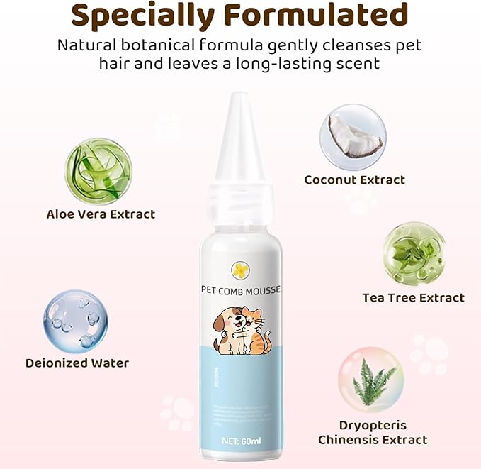 Steam Cat Brush, 6-in-1 Dog Brush Spritz Defur Comb with Pet Waterless Shampoo, Steamy Skin Friendly Deshedding Grooming Tool, Suitable for Shedding & Haired Pets, Pet Supplies Accessories, Pink