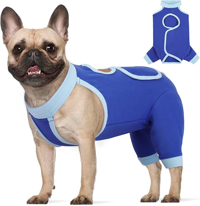 ROZKITCH Dog Surgery Leg Sleeve Rear Legs, Male Female Pet Prevent Licking Wound Elbow Knee Protector, Dog Recovery Suit Cone Collar Alternative Pants Shirt for Wound Heal Wrap Blue S