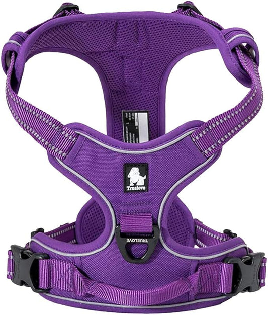 TRUE LOVE Truelove Adjustable No-Pull Dog Harness Reflective Pup Vest Harnesses Comfortable Control Brilliant Colors TLH5651(Purple,XL)