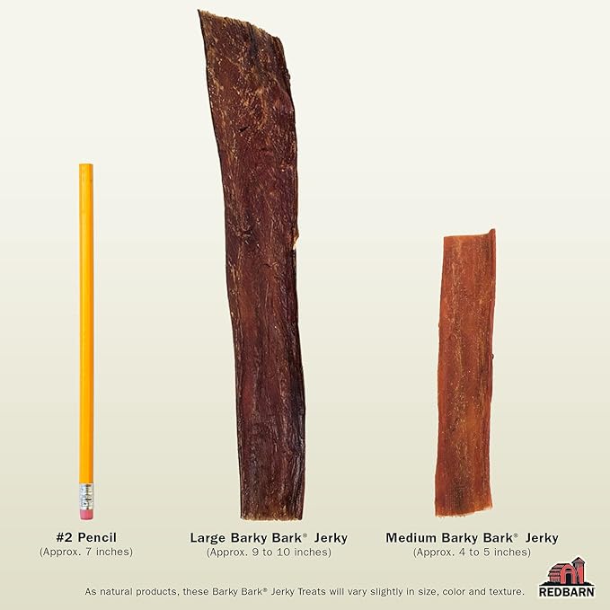 Redbarn Pet Products All-Natural Barky Bark Beef Jerky for Dogs - Medium 4-5" Strips - Premium Grain-Free & Rawhide-Free Treats w/Chondroitin & Glucosamine for Joint Health - 6 Count