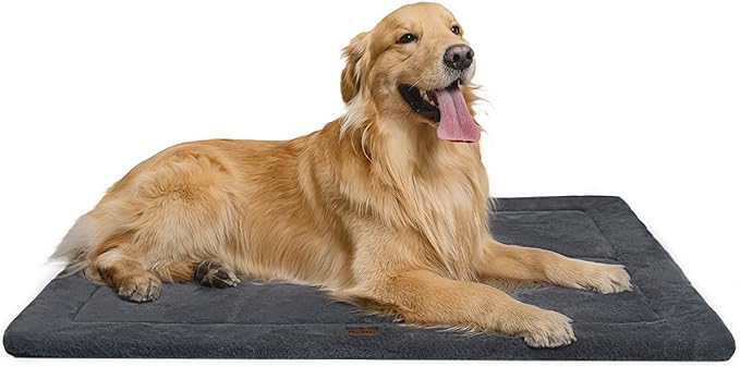 Made4Pets Dog Crate Pad Bed for Large Dogs, Washable & Reversible, Anti-Slip Kennel Mat for Cozy Sleeping, Soft Fluffy Dog Bed for Indoor & Outdoor Use, 44"x32", Dark Gray