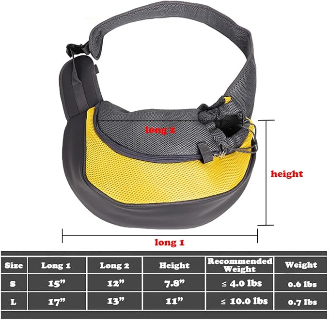 Pet Dog Sling Carrier, Breathable Mesh Portable Travel Safe Pet Sling Shoulder Bag Carrier with Adjustable Non-Slip Shoulder Strap for Small Dogs Cats Puppy