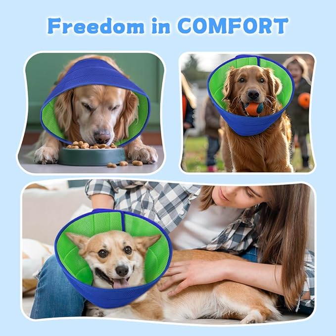 Dog Cone Soft Recovery Collars & Cones After Surgery for Medium Large Dogs, Comfy Ecollars to Stop Licking, Adjustable, Dog Ecollars for Recovery Fabric: Soft Comfort, Ecollars of Shame Alternatives