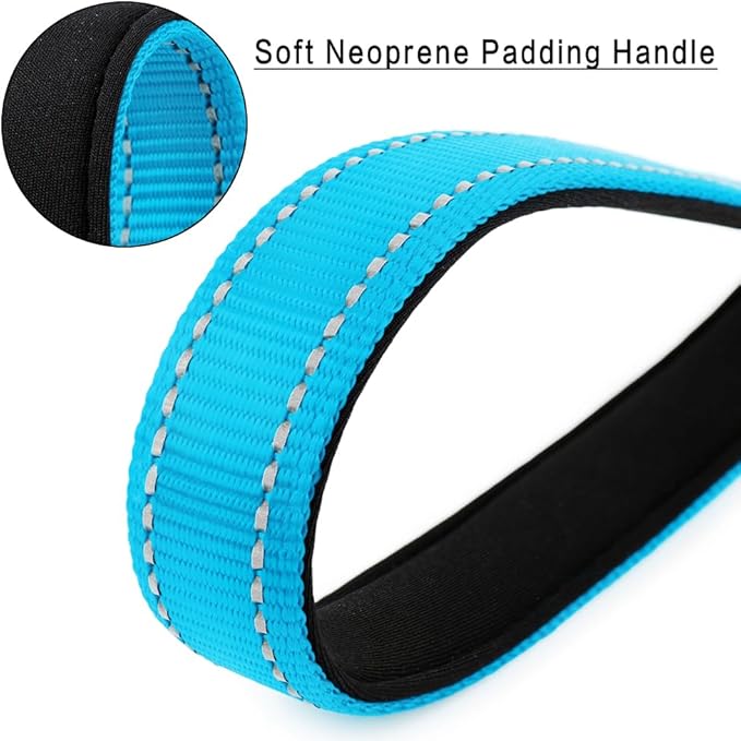 PLUTUS PET 10” Short Dog Leash, Reflective Nylon Padded Handle, Strong Traffic Leash with Carabiner Clip, Perfect for Large or Medium Dogs（10”，Blue