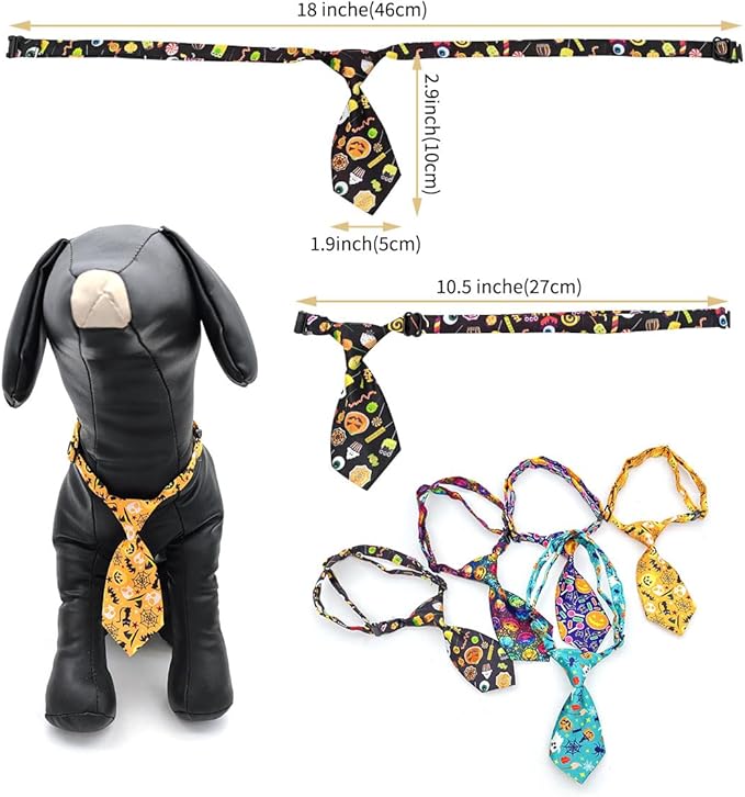 PET SHOW 10pcs Halloween Small Dog Ties Neckties for Doggies Cats Adjustable Holiday Grooming Accessories Neck Ties Bowties Girl Boy Festival Costumes Puppies Party Gift Favor