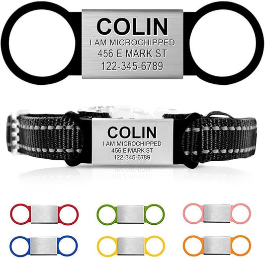 Personalized and Custom Dog Tag for Pets - No Noise - Engraved Name Tag - Slide On ID Tags and Collar Tags for Small, Medium, Large Dogs and Cats - Silent Customized