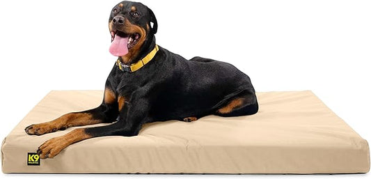 K9 Ballistics Tough Ripstop Orthopedic Rectangle Dog Bed Removable Washable Cover, Solid Orthopedic Foam for Size XL X-Large Dogs 54"x38", Sandstone