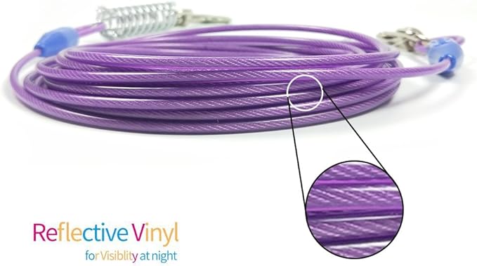 Petest 25ft Tie-Out Cable with Crimp Cover & Buffer Spring for Large Dogs Up to 90 Pounds