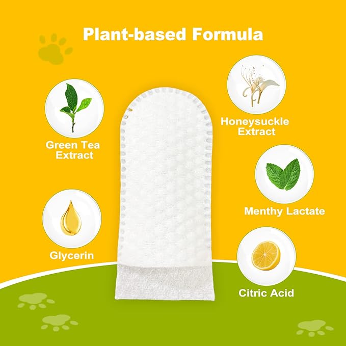 DR.EASY Breath Freshener Dental Finger Wipes 80ct for Dog & Cat, Help Wipe Away Plaque&Tartar, No Added Harsh Chemicals No Brush Formula