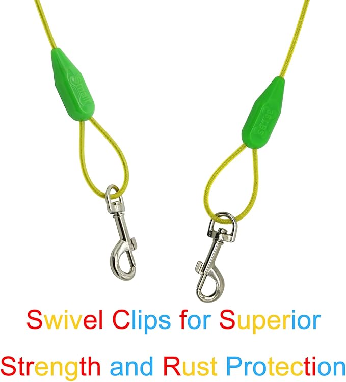 Petest 15ft Tie-Out Cable with Crimp Cover for Small Dogs Up to 35 Pounds