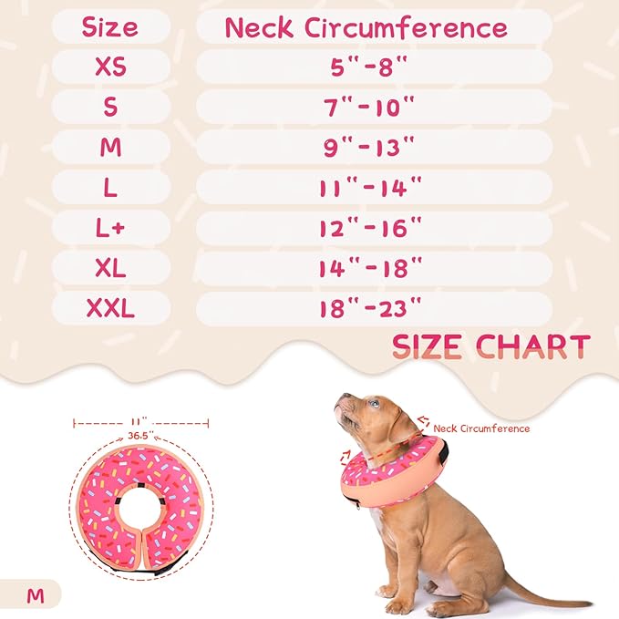 Supet Inflatable Dog Cone Collar for Large Medium Small Dogs, Soft Cone Collar for Dogs Cats, ECollar Doggie Neck Donut Dog Cone Alternative After Surgery