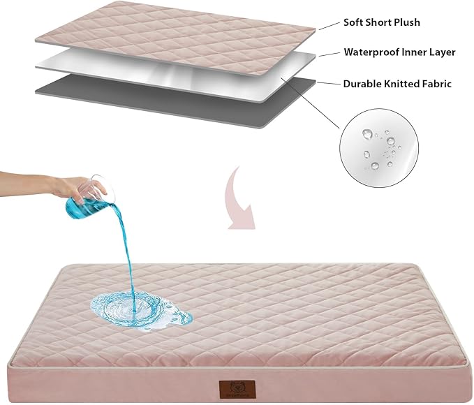 WNPETHOME Orthopedic Giant Dog Beds Large Sized Dog, Waterproof Extra Large Dogs Bed with Removable Washable Cover, Multi-Needle Quilting Dogs Crate Bed
