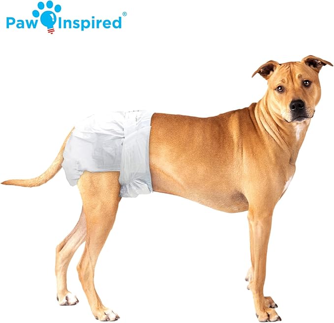 Paw Inspired 32ct Disposable Dog Diapers | Female Dog Diapers Ultra Protection | Diapers for Dogs in Heat, Excitable Urination, or Incontinence (Medium Plus)