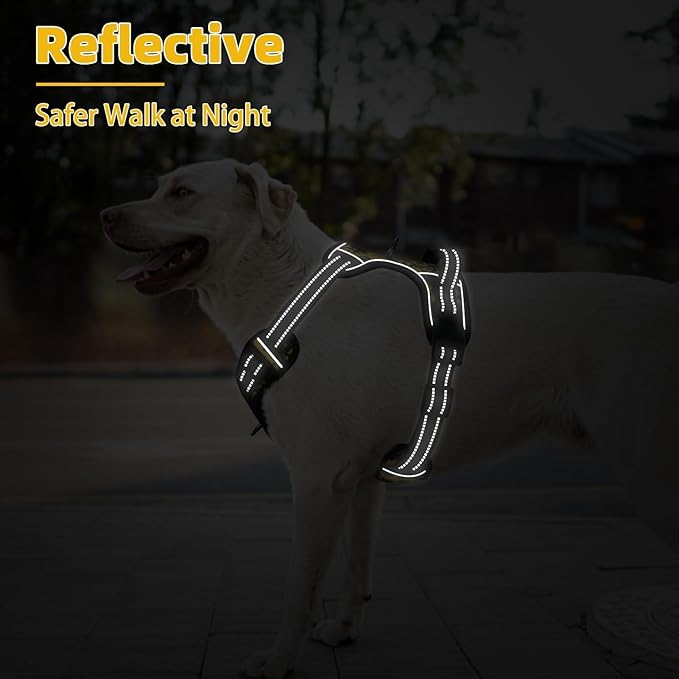 PUPTECK No Pull Dog Harness for Large, Adjustable Reflective Dog Harness with Handle Easy Control, Comfortable Soft Padded Pet Vest Harness for Extra Large Dogs, Sunflower XL