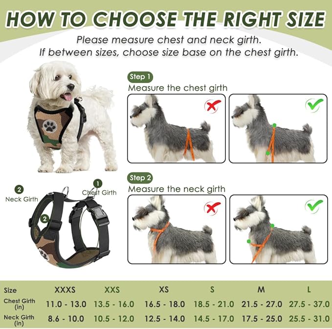 SlowTon Dog Seat Belt Harness for Car, Dog Car Harness Adjustable Mesh Breathable & Dog Seatbelt Safety Tether with Elastic Bungee for Small Medium Large Pets(Camouflage, Double Clip, XS)