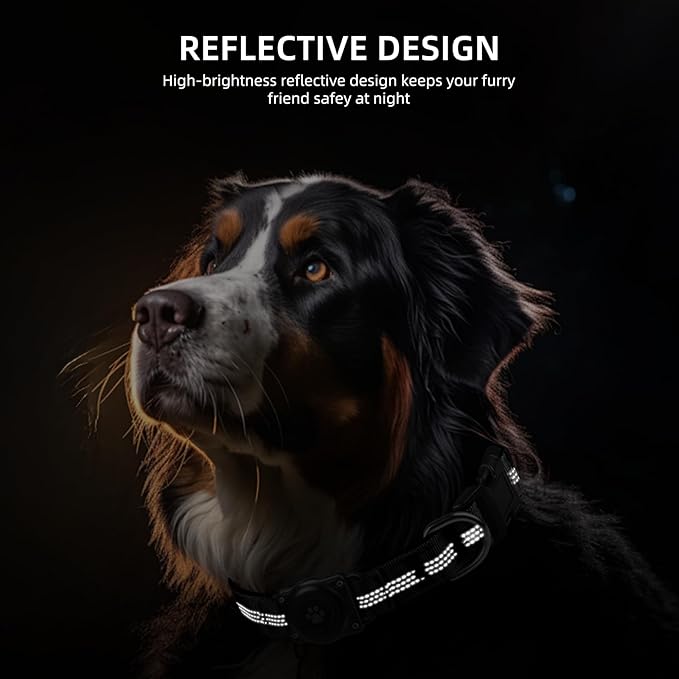 Upgraded AirTag Dog Collar, IP68 Waterproof Air Tag Dog Collar Holder, Reflective, Ultra-Durable, Comfortable Padded, Heavy Duty Dog Collars for Small Medium Large Dogs (S (10.6"-13.6"), Black)