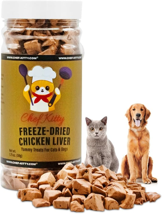 Freeze-Dried Chicken Liver Treats for Cats & Dogs – 100% Human Grade, Single Ingredient, High-Protein, Healthy Snack – No Additives or Preservatives – 1.7oz - Inspected & Tested in USA