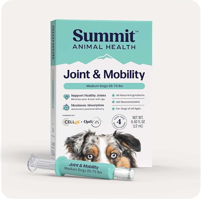 Summit Canine Joint and Mobility Supplement for Medium Dogs, All Natural Liquid Chondroitin, Liposomal Delivery for Arthritis, Hip & Joint Support Vitamin, (Dogs, 25-75lbs)