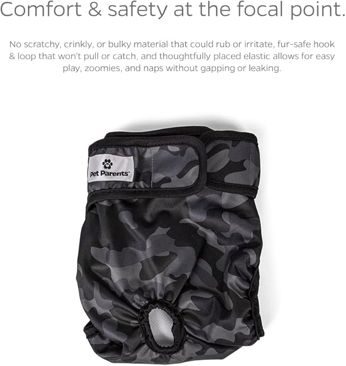 Pet Parents® Washable Dog Diapers (3pack) + Extendrs® of Durable Doggie Diapers, Premium Dog Diapers Female & Male (X-Small, Camo)
