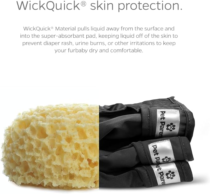 Pet Parents® Washable Dog Diapers (3pack) + Extendrs® of Durable Doggie Diapers, Premium Dog Diapers Female & Male (Small, Black)