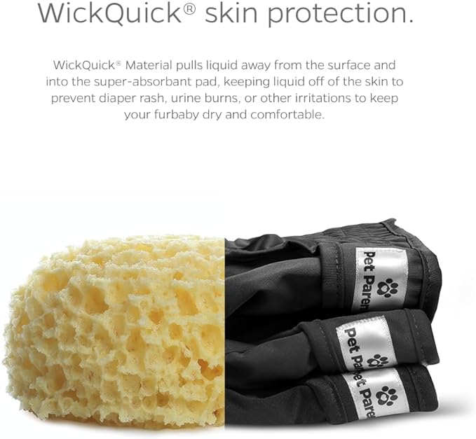 Pet Parents® Washable Dog Diapers (3pack) + Extendrs® of Durable Doggie Diapers, Premium Dog Diapers Female & Male (Medium, Black)