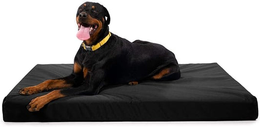 K9 Ballistics Tough Ripstop Orthopedic Rectangle Dog Bed Removable Washable Cover, Solid Orthopedic Foam for X-Large Dogs 54"x38", Obsidian Black