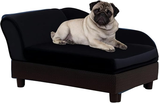 PawHut Luxury Fancy Dog Couch with Hidden Storage, Small Dog Sofa Bed with 2" Soft Foam, Modern Pet Furniture for Puppies & Little Breeds, Black