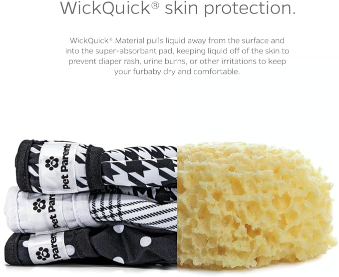 Pet Parents® Washable Dog Diapers (3pack) + Extendrs® of Durable Doggie Diapers, Premium Dog Diapers Female (X-Small, Luxe)