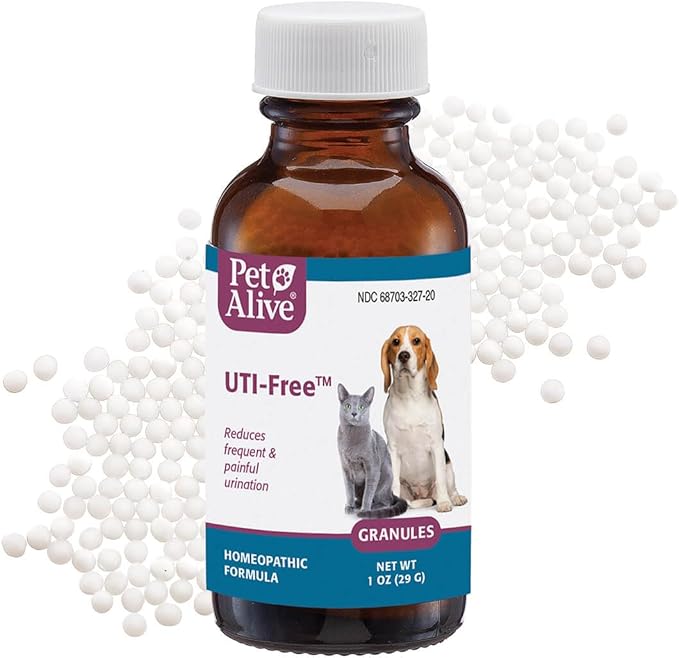 PetAlive Cat and Dog UTI Treatment - Homeopathic Remedy for Dog and Cat UTI Treatment - Supports Bladder Comfort, Reduces Dribbling, Incontinence, Eases Frequent Urination - 1 oz Granules