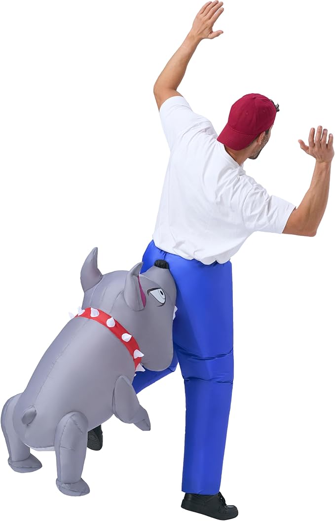 Spooktacular Creations Inflatable Dog Costumes for Adults, Biting By a Bulldog Blow up Outfit for Halloween Themed Parties