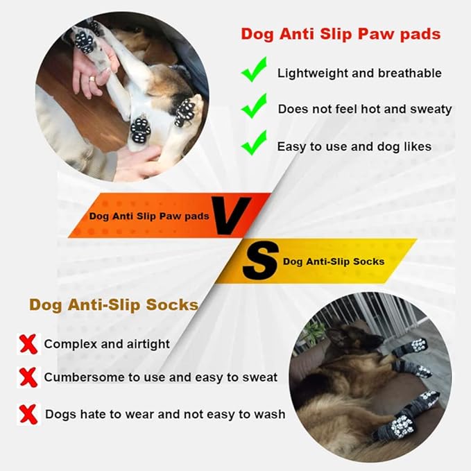 Dog Paw Protector Anti-Slip Grips to Keeps Dogs from Slipping On Hardwood Floors,Disposable Self Adhesive Resistant Dog Shoes Booties Socks Replacement M 24 Pieces
