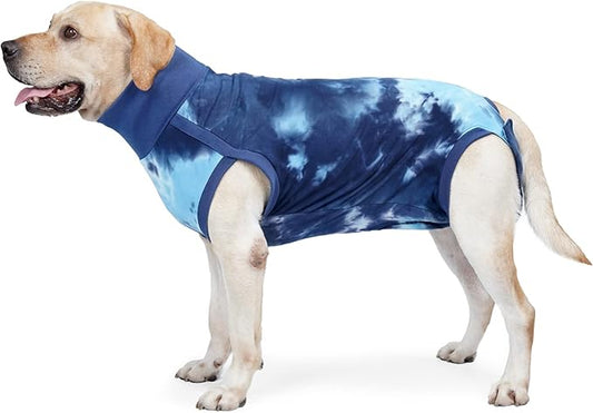 Recovery Suit for Dogs Male/Female Surgery Suit for Dog Tie Dye Shedding Suit Wound After Surgery Wear, Prevent Licking Wounds, E-Collar & Cone Alternatives Medium Blue2