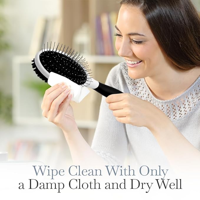 Fuller Brush 2-in-1 Double-Sided Pet Brush - Electroplated Round-Ended Steel Pins Positioned Into a Flexible Cushion on One Side & Nylon Bristles - Remove Shedding - Tool For Grooming Dogs & Cats