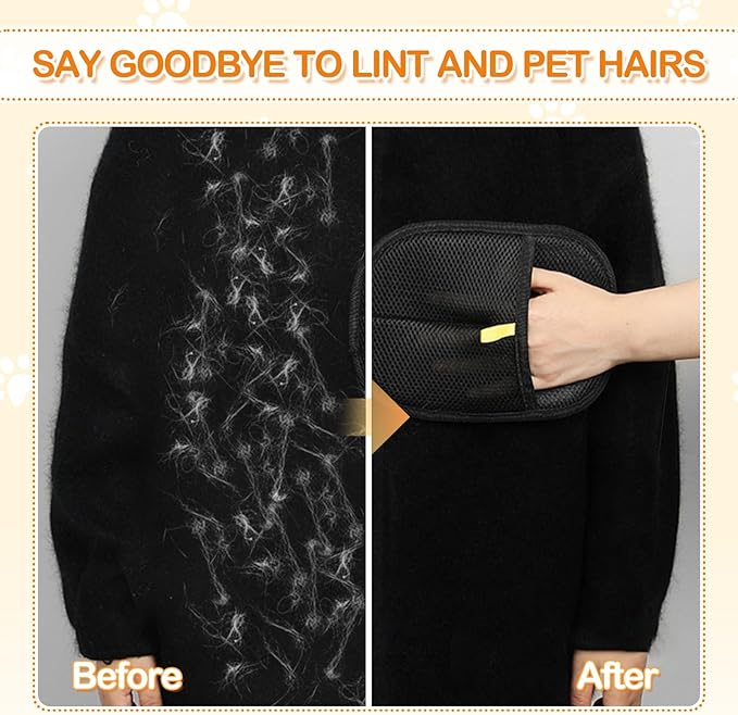 Pet Hair Removal Glove, 2025 New Reusable Electrostatic Glove for Cats & Dogs, Effective Pet Hair Remover for Furniture, Couch, Carpet, and Car Seats (3PCS)