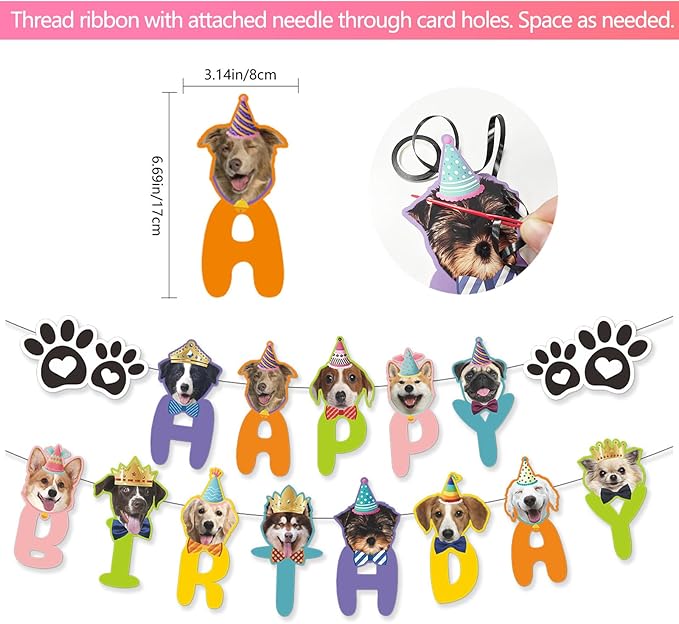 Dog Birthday Party Supplies Set,Birthday Bandana,Boy Girl Dog Birthday Hat with Numbers,Happy Birthday Banner for Golden Retriever French Bulldog Labrador Teddy Husky (Pink)