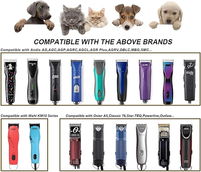 2PCS 3/4" HT Dog Grooming Replacement Blades Compatible with Andis Dog Clippers,Dog Clipper Blades Compatible with Wahl KM-10 Series Clippers, Oster A5,Size-3/4-Inch 19mm Cut Length,Silver