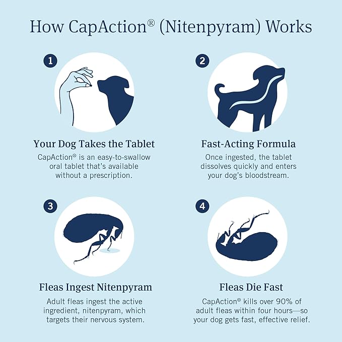 PetArmor CAPACTION (nitenpyram) Oral Flea Treatment for Dogs, Fast Acting Tablets Start Killing Fleas in 30 Minutes, Dogs 2-25 lbs, 6 Doses