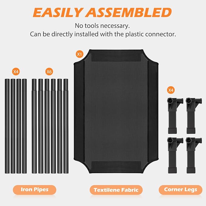 Heeyoo Elevated Dog Bed, Cooling Raised Pet Cot with Chew Proof Washable Breathable Mesh and Metal Frame, Portable Dog Cot Bed with No-Slip Feet for Outdoor or Indoor Use