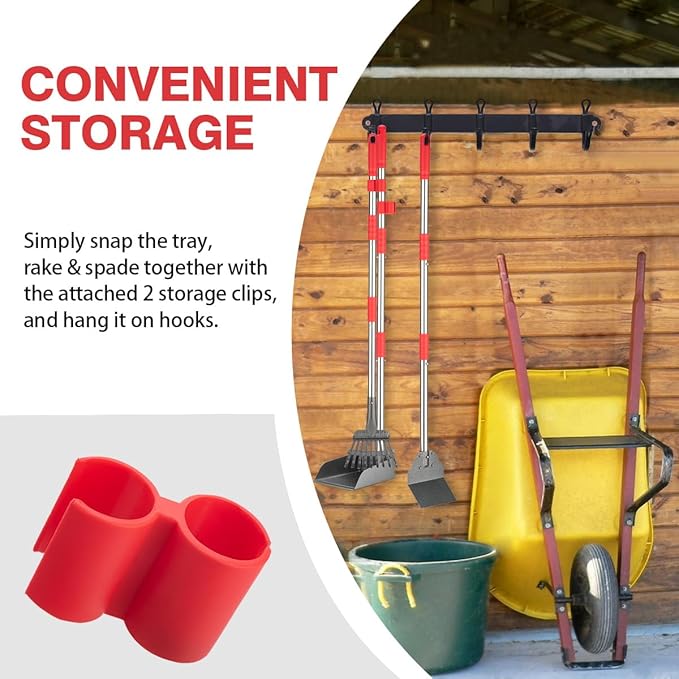 Pooper Scooper, Long Handle Dog Pooper Scooper, Heavy Duty Stainless Steel Rake with Tray & Spade Set for Pet Waste Removal, for Grass, Dirt or Gravel