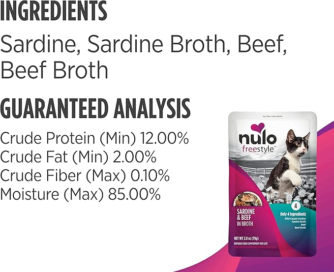 Nulo Freestyle Cat & Kitten Wet Cat Food Pouch, Premium All Natural Grain-Free Soft Cat Food Topper with Amino Acids for Heart Health and High Animal-Based Protein