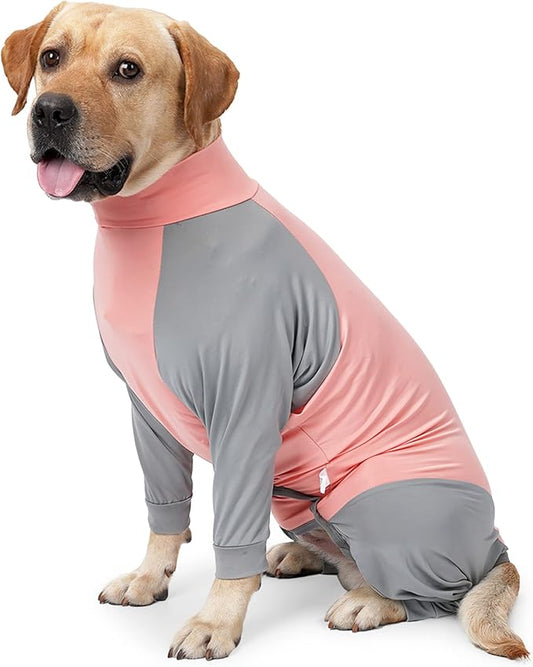 Dog Recovery Suit, Abdominal Wound After Surgery Wear, Prevent Licking Wounds, E-Collar & Cone Alternatives, Long Sleeve Postoperative Shirts Dog Pajamas Prevent Shedding(XL, Pink)
